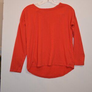 Old Navy Red T-Shirt Long Sleeves V-Cords Crossed Back Neck Softest Tee L(10-12)